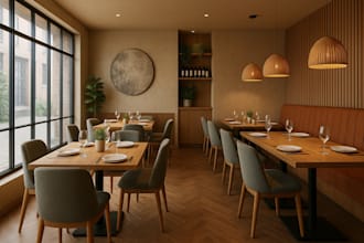 design 3d bar interior, resturant render ,cafe design