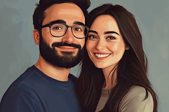 draw an amazing portrait illustration for couple, family