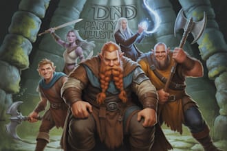 illustrate your dnd adventuring party in epic style
