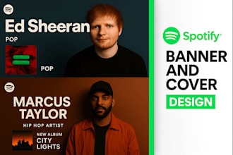 design spotify banner, cover art, canvas, and thumbnail in 24hr