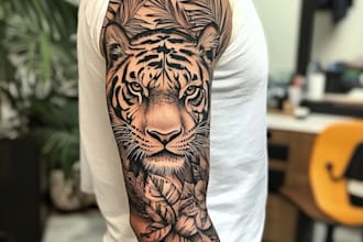 create custom realistic tattoo design, tattoo sleeve