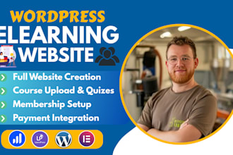 build wordpress tutor lms with membership website, upload course using learndash