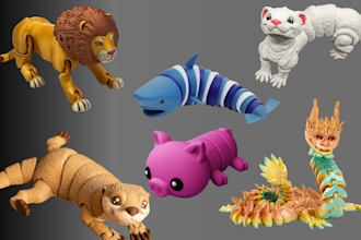 sculpt 3d articulated animal model flexi 3d doll for 3d printing without support
