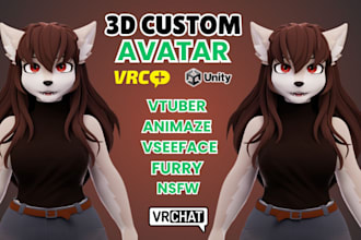 create unique vrchat avatar, 3d vtuber model, furry nsfw avatar for pc and quest