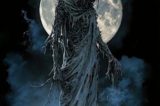 do awesome artwork for dark art, horror creepy illustration