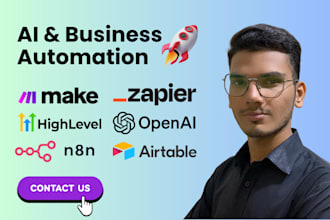 build zapier, n8n, make com, go high level, airtable automation, ai automation