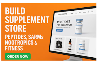 build supplement store for peptides, sarms, nootropics and fitness