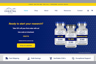 build peptide website, sports supplement website, peptides store