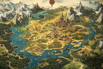 design fantasy map illustration isometric map,  city map