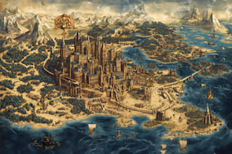 illustrate medieval fantasy and sci fi maps