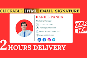 create a professional clickable HTML email signature with logo and social icon