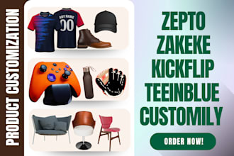 setup shopify 2d 3d product personalization zakeke teeinblue customily kickflip