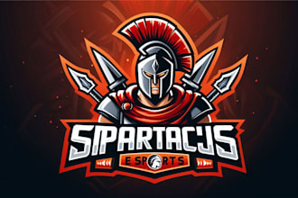 design a fierce spartacus esports mascot logo for your gaming brand