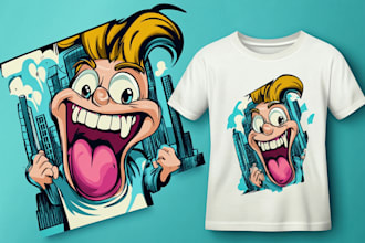 draw retro and vintage character cartoon design for t shirt