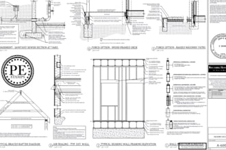 licensed architectural permit drawings, floor plan, framing plan, mep, pe stamp