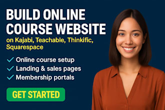 build online course website on kajabi, teachable, thinkific, squarespace