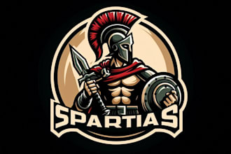 design a fierce spartan warrior mascot logo for your brand team or business
