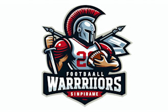 design custom football warrior mascot logo for team esports or merchandise