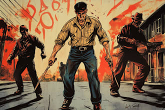 raw vintage illustration, character, retro comic book style