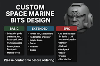 create a space marine warhammer head weapon part printable stl for 3d printing