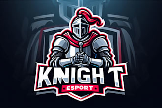 design an epic knight esports mascot logo for your gaming brand or twitch