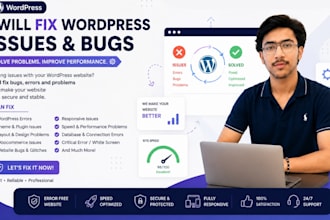 fix wordpress website bugs, errors, speed and SEO issues