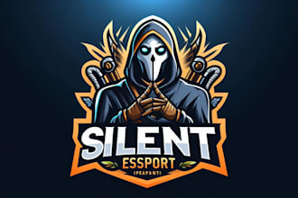 design a silent esports mascot logo with dark gaming aesthetics
