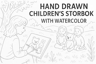 make hand drawn children story book paint children story book with watercolor