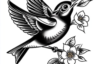 create a traditional or old school style tattoo design