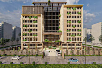 do an office building design,3d modeling ,and 2d floor plans ,and  3d rendering