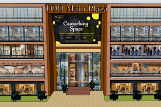 create 3d model of commercial plaza and educational building