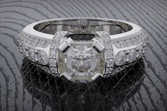 create diamond gold stone ring, ultra 3d render, necklace, 3d cad jewelry design