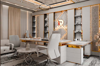 do office interior design and 3d photoralistic visualization