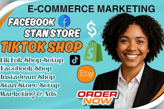 setup titkok shop, design stan store digital product, tiktok, etsy, stan store