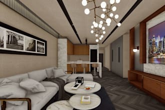 set up room plan with 3d senders of golf simulator luxury,villa facade in render