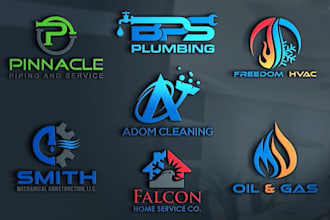design plumbing heating cleaning hvac oil gas business logo