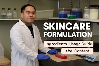 formulate skincare products with ingredients, usage guide, and label content