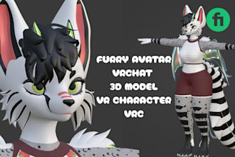 create custom furry avatar, vrc avatar, 3d model, vr character, nsfw