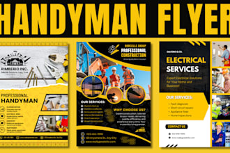 design modern construction, home repair, handyman flyer, eddm postcard, banner