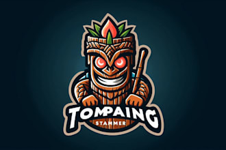 design a unique tiki traditional mascot logo with premium detail  tribal style