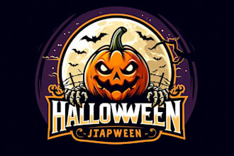 design a unique halloween pumpkin mascot logo for your brand or event