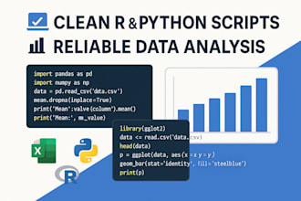 do your data analysis and visualization, r coding, python script tasks projects