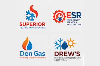 design hvac oil gas plumbing energy industrial business logo