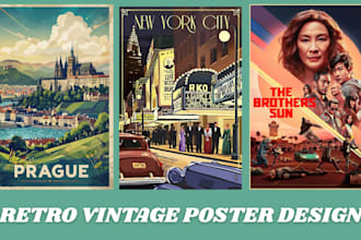 design unique retro vintage poster art deco travel poster vintage retro poster