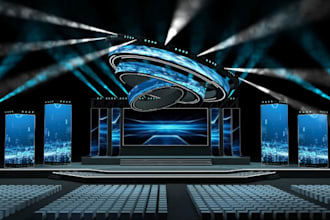 refurbish 3d event floorplan, complete layout render, conference, interior, cgi