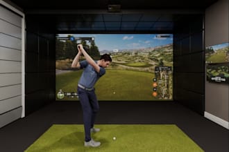 rebuild 3d golf simulator room,hockey stadium, render topgolf,cgi sports complex