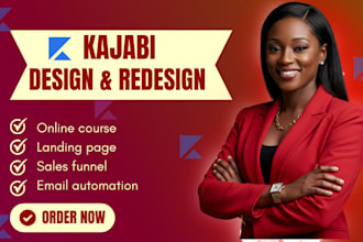 build kajabi website, design kajabi sales funnel landing page, online course