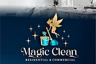design modern janitorial, commercial, pressure wash and cleaning service logo