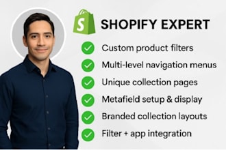build advanced shopify mega menu, product filter, navigations, collection page