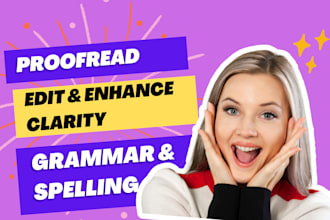 proofread and edit english documents for grammar, spelling, and clarity